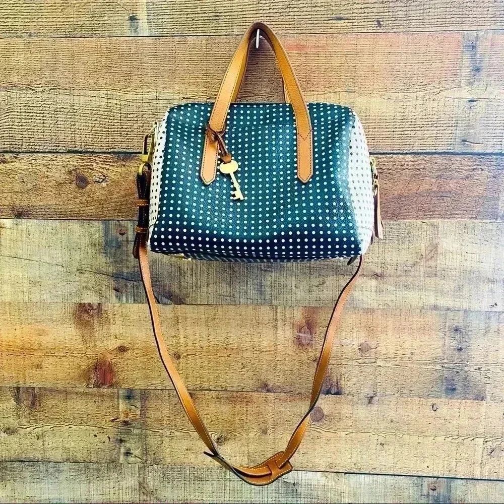 Fossil Sydney Polka Dot Satchel/Crossbody Bag